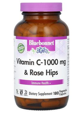 Bluebonnet Nutrition,维生素 C - 1,000 毫克和玫瑰果，180 粒素