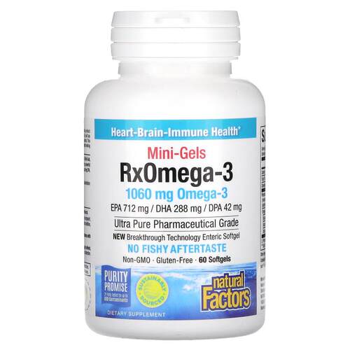 Natural Factors,RxOmega-3 Mini-Gels，60 粒软胶囊（每软胶囊 5