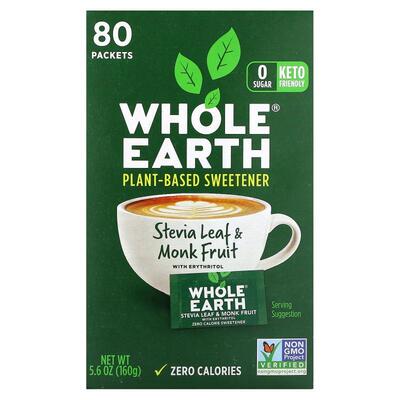 Whole Earth,甜叶菊叶和罗汉果，含赤藓醇，80 包，5.6 盎司（160