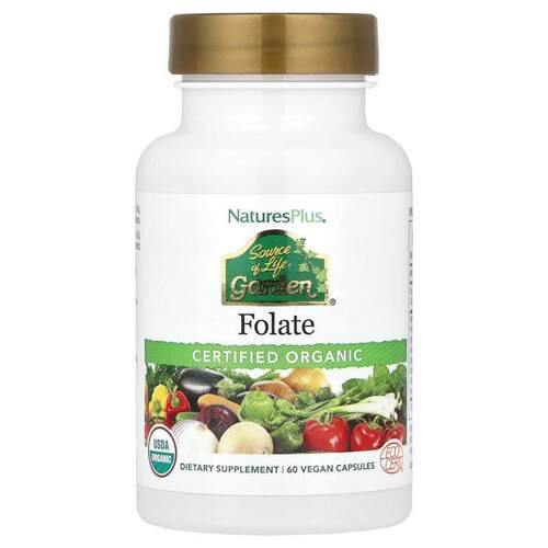 NaturesPlus,Source of Life®，花园，叶酸，60 粒全素胶囊