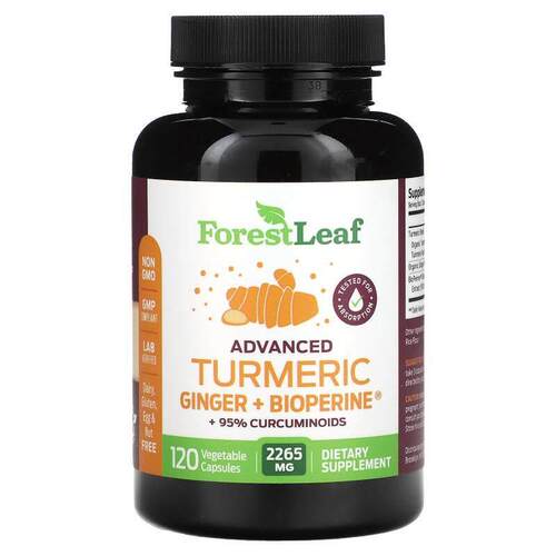 Forest Leaf,高级姜黄姜 + Bioperine2265 毫克120 粒素食胶囊