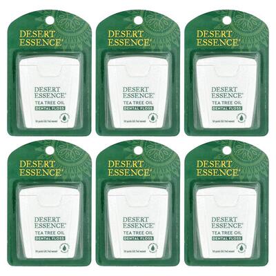 沙漠精华,Dental Floss, Waxed, Tea Tree Oil, 6 Count