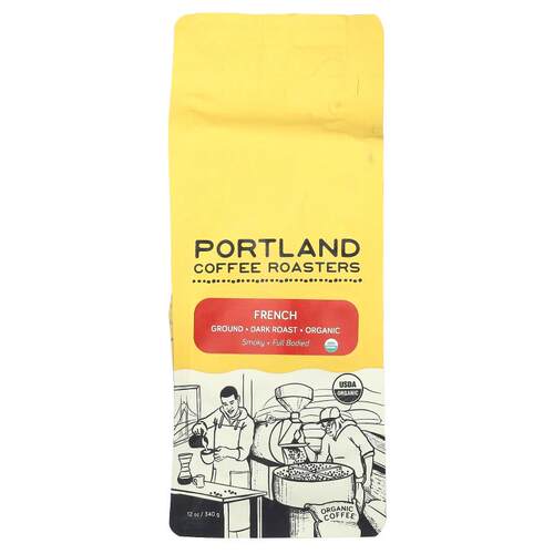 Portland Coffee Roasters,有机咖啡，研磨，深度烘焙，法式，12