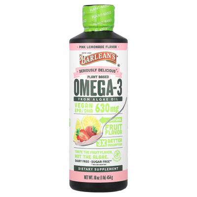 巴宁,植物基 Omega-3，来自藻油，粉色柠檬水味，630 毫克，16 盎
