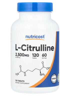 Nutricost,L-瓜氨酸，2500 毫克，120 片（每片 1250 毫克）