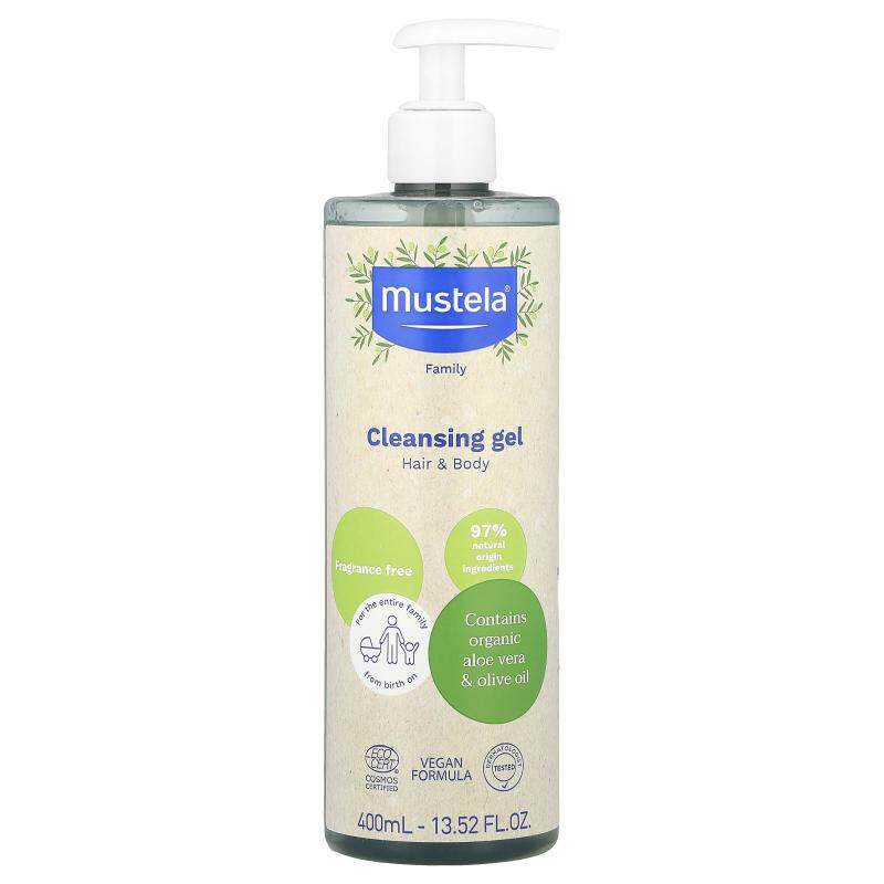 Mustela,家庭装洁肤凝胶,头发和身体,无香