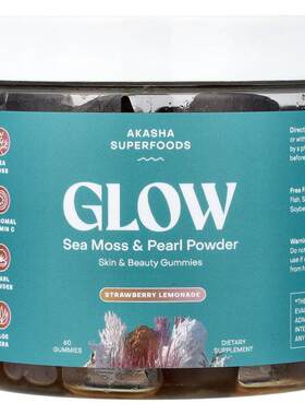 Akasha Superfoods,Glow，海苔和珍珠粉，草莓柠檬水味，60 粒软