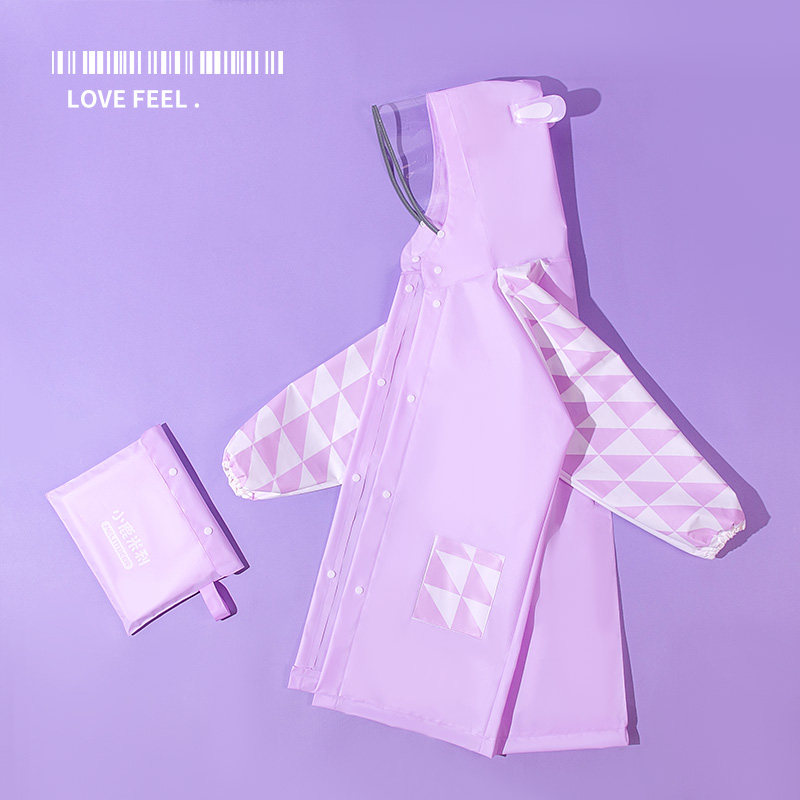 女童雨衣中大童小学生上学儿童雨披幼儿园宝宝3岁4防水小女孩新款