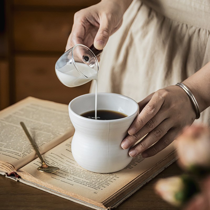 简约素雅陶瓷无把杯创意葫芦杯茶杯家用喝水杯高级感主人杯手握杯图片