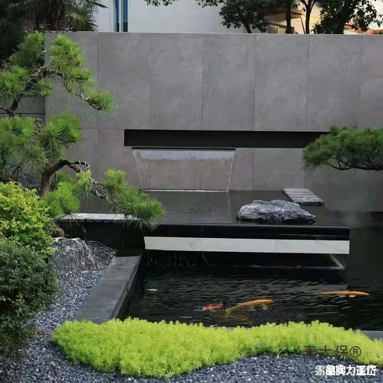 花园院子流水水景瀑布水幕墙鱼池造景装饰流水景观水景庭院麦太保