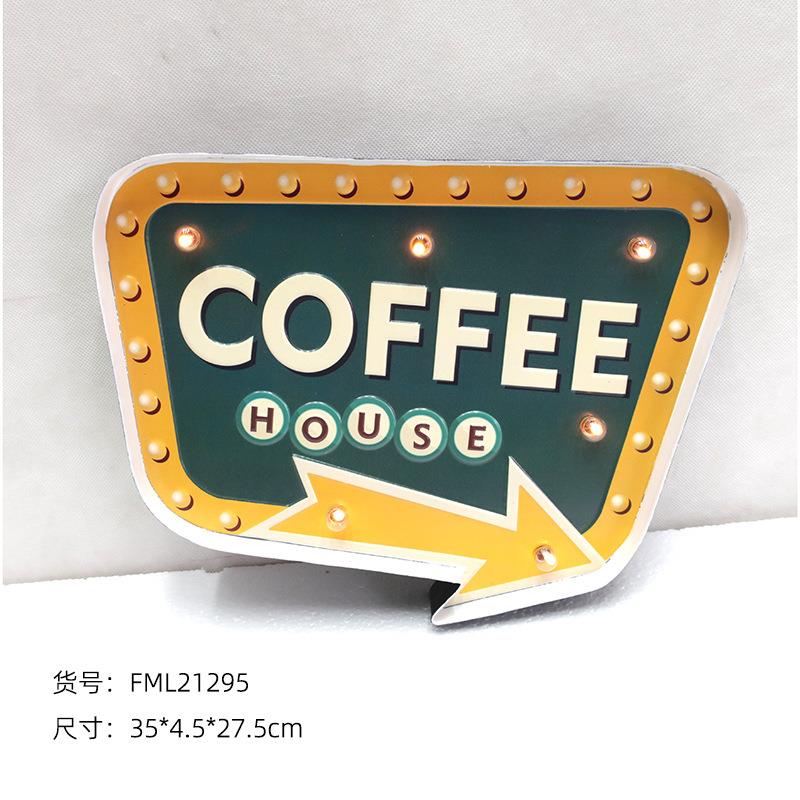 美式复古铁艺壁饰灯牌LED灯指示牌箭头指示牌酒吧咖啡店铺导向牌