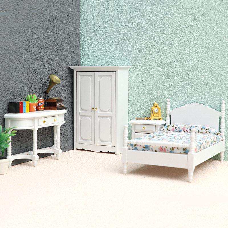 1:12娃娃屋dollhouse迷你家具微缩场景摆件食玩模型袖珍卧室套装