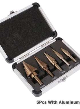 5Pcs Step Drill Bit Set阶梯钻套装铝合金盒装麻花钻宝塔钻 开孔