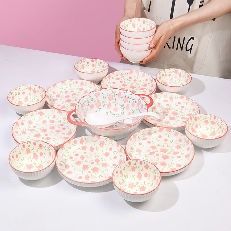 小碎花18件套釉下彩陶瓷餐具