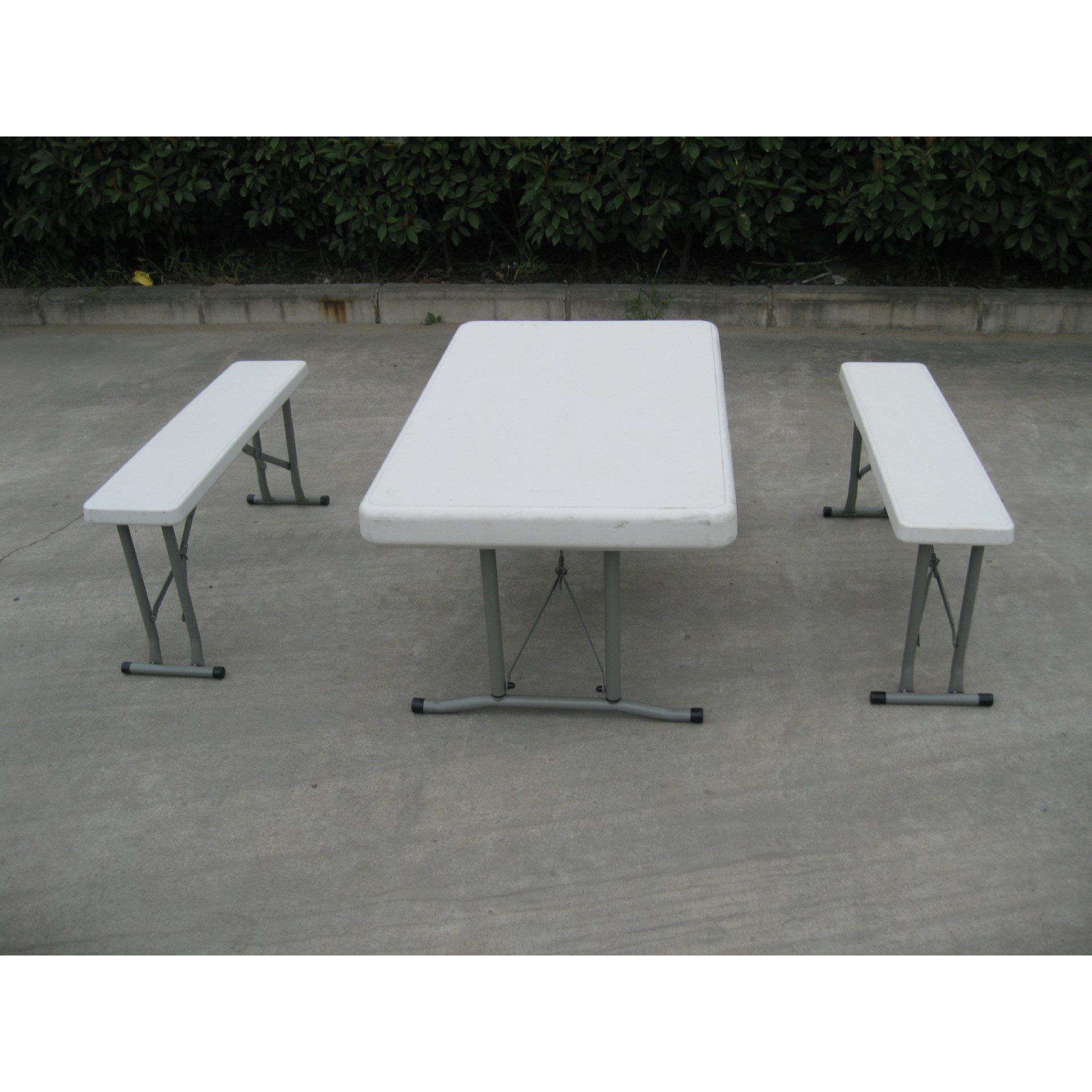 户外塑料啤酒桌 105*65*72cm 吹塑中空面板折叠桌 桌凳组合