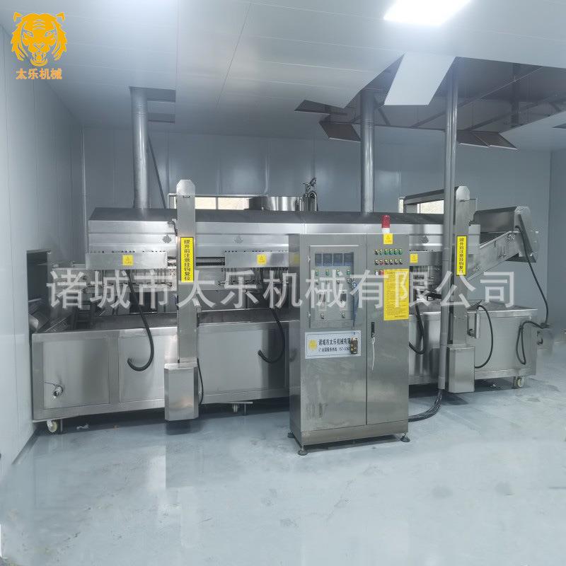 全自动皮皮虾油炸流水线连续式油炸生产线设备高温油炸鸡腿油炸机