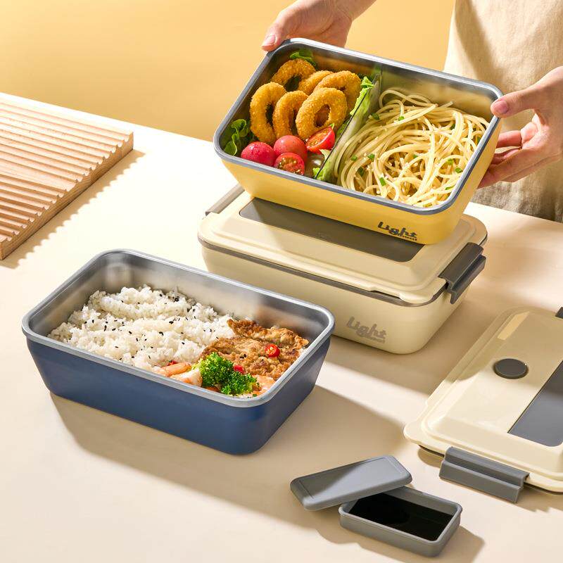 304不锈钢饭盒分格便当套装可微波炉加热家用外出随身携带便当盒