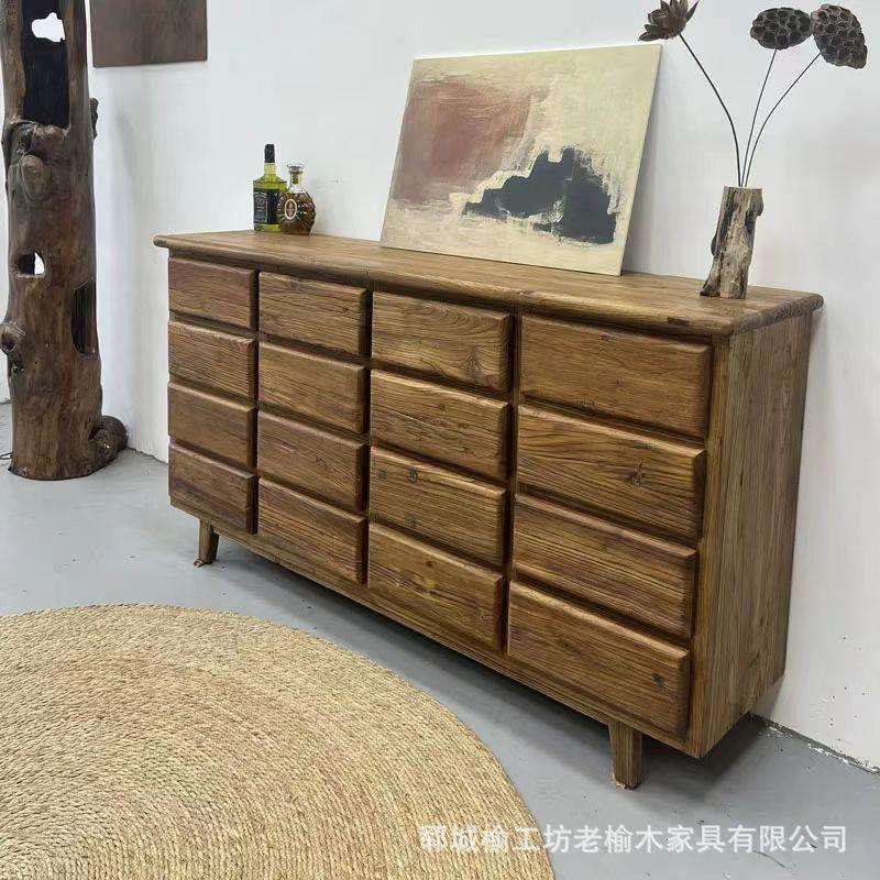 老榆木斗柜多层玄关柜榆木家具九斗柜客厅餐边柜新中式储物柜
