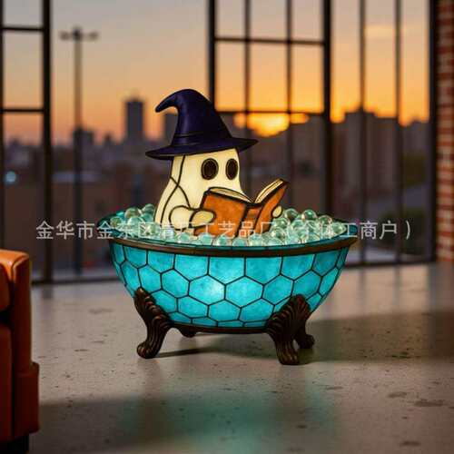 跨境新款 Ghost Bubble Bath Lamp 万圣节幽灵泡泡小夜灯装饰摆件