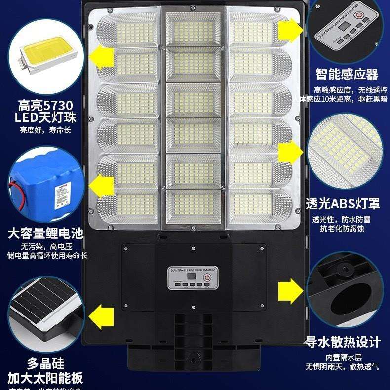 长苏新款多面发光一体太阳能灯户外防水庭院壁灯智能遥控感应路灯