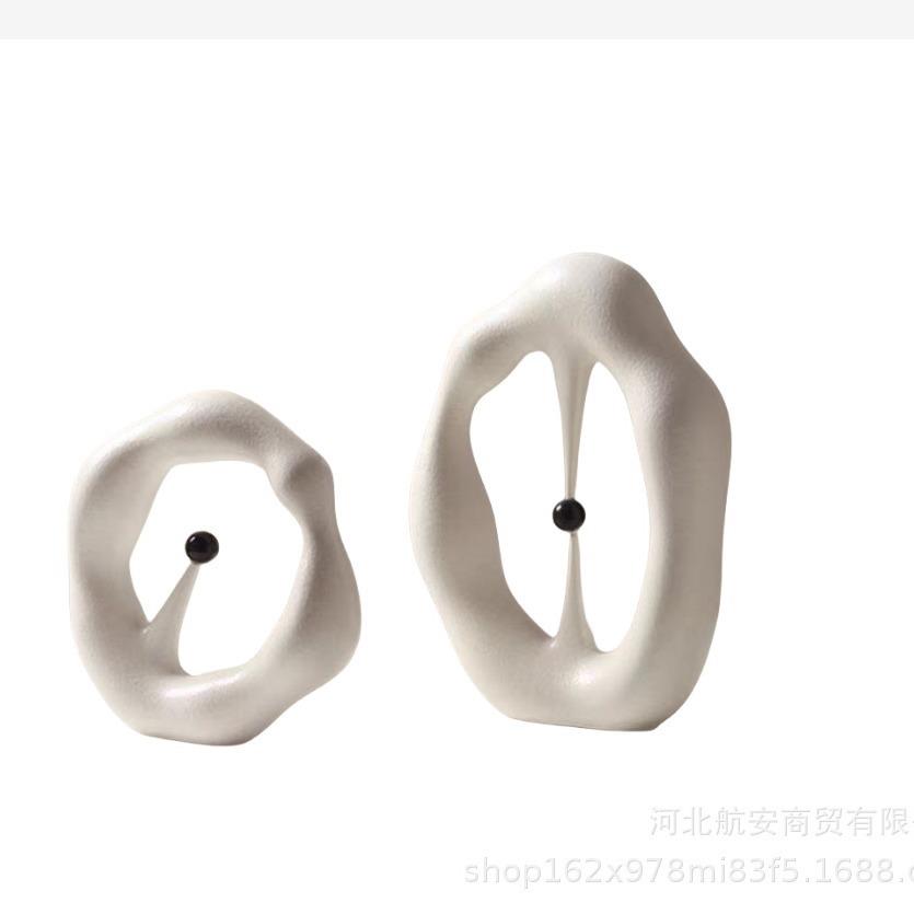 现代简约创意树脂抽象艺术圆圈摆件桌面电视柜书架书柜软装饰品