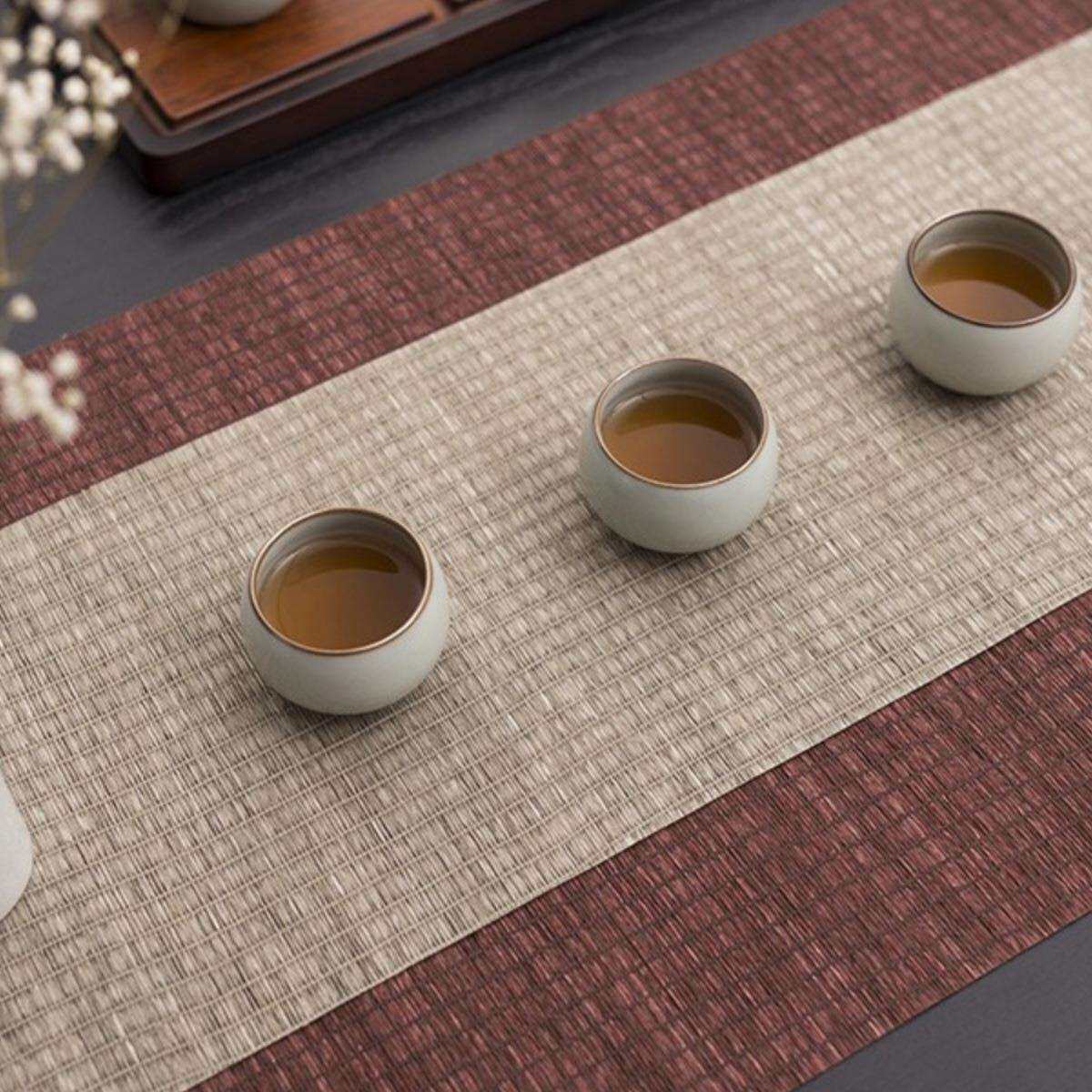草编防水茶席新中式禅意桌旗竹席茶道茶旗茶垫日式茶桌垫套装
