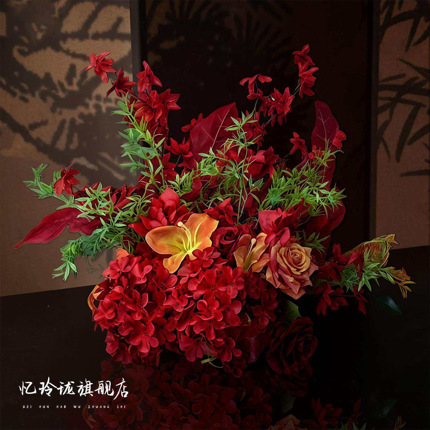 婚房布置结婚仿真花客厅卧室床头假花摆件婚礼用品花艺装饰套装