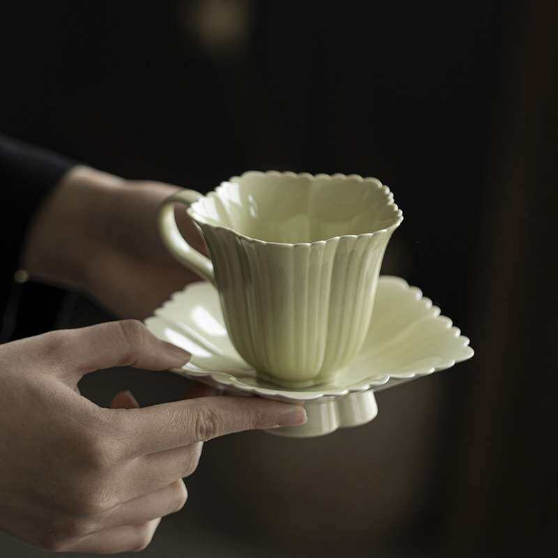 墨己陶瓷挂耳咖啡杯两件套家用下午茶杯花茶品茗杯办公室喝茶杯子