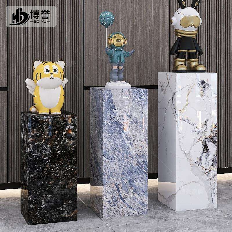 岩板立柱子大理石摆件底座展示摆台客厅玄关饰品落地式石墩花架子