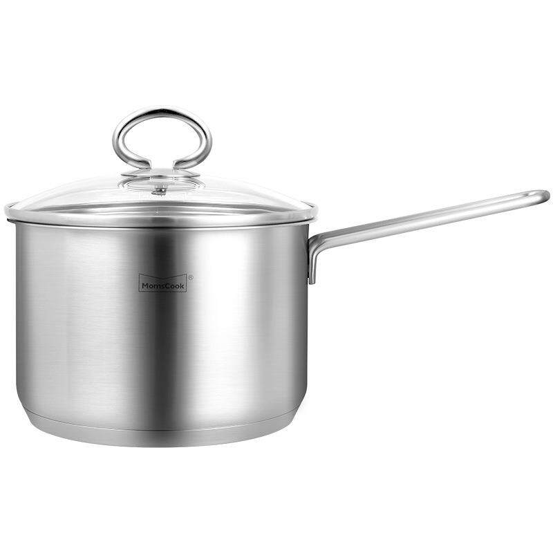 304不锈钢奶锅家用复底加厚电磁炉通用小汤锅煮热牛奶锅18cm