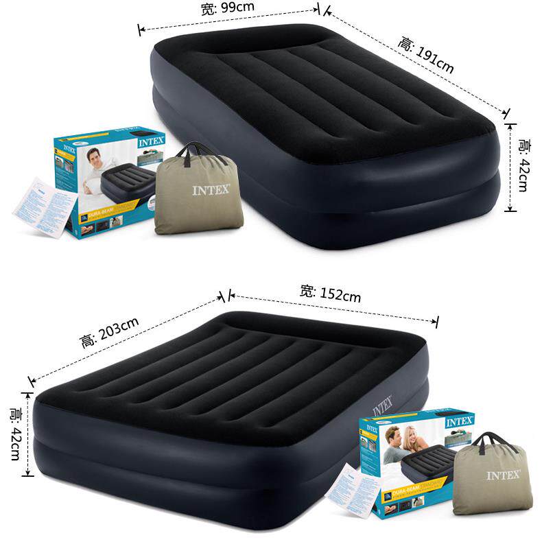 INTEX64124气垫床充气床垫双人家用自动折叠厚户外高床露营加厚