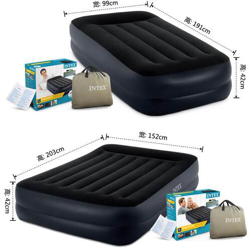 INTEX64124气垫床充气床垫双人家用自动折叠厚户外高床露营加厚