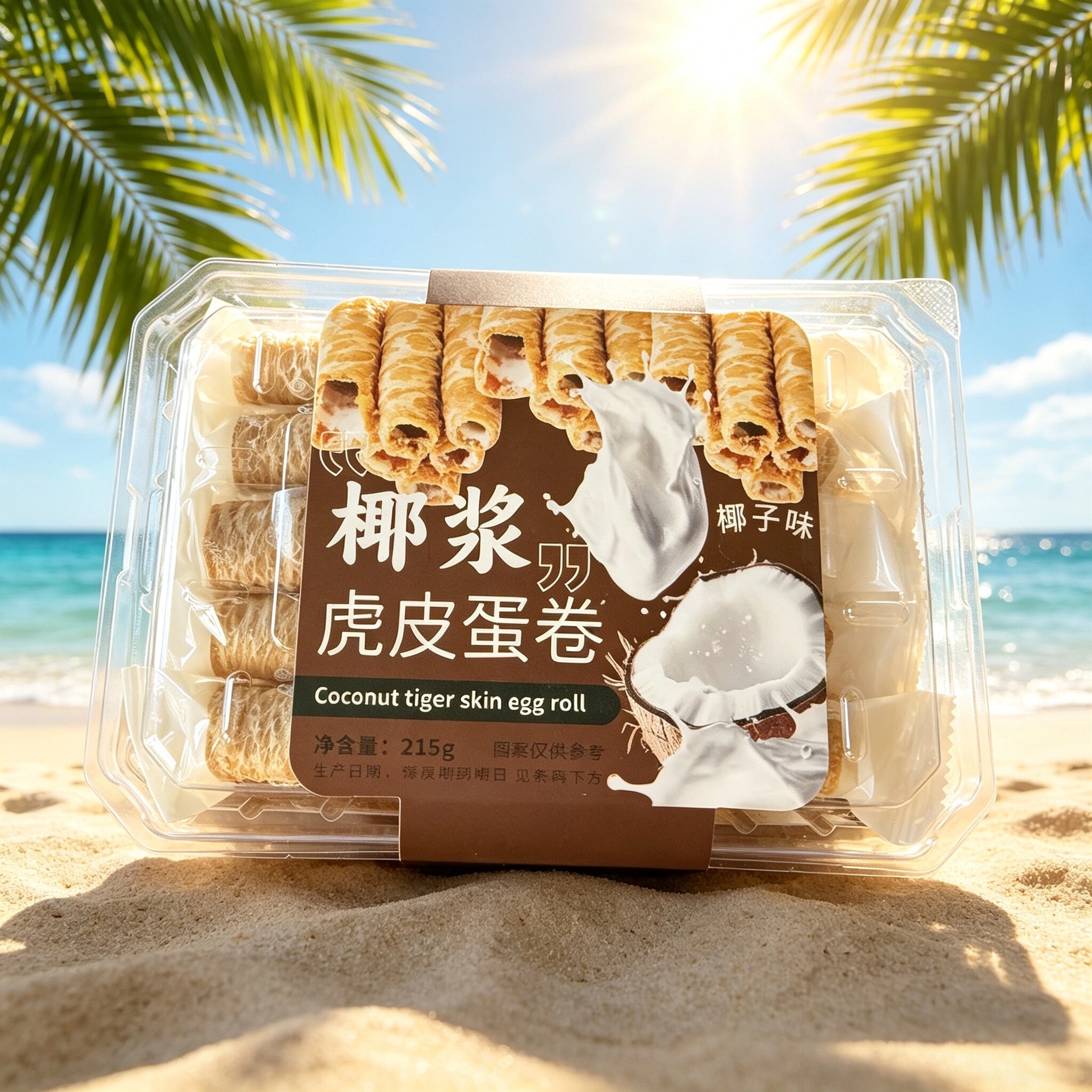 虎皮椰浆蟹黄肉松酥脆夹心蛋卷图片