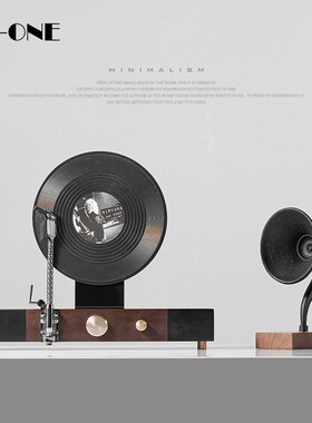 创意复古老式喇叭唱片机模型卧室音乐吧台壁龛留声机软装饰品摆件