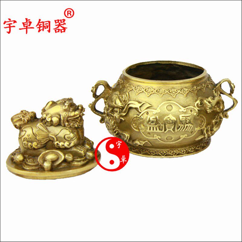 宇卓铜器貔貅聚宝盆工艺品摆饰 纯铜聚宝盆黄铜聚宝盆
