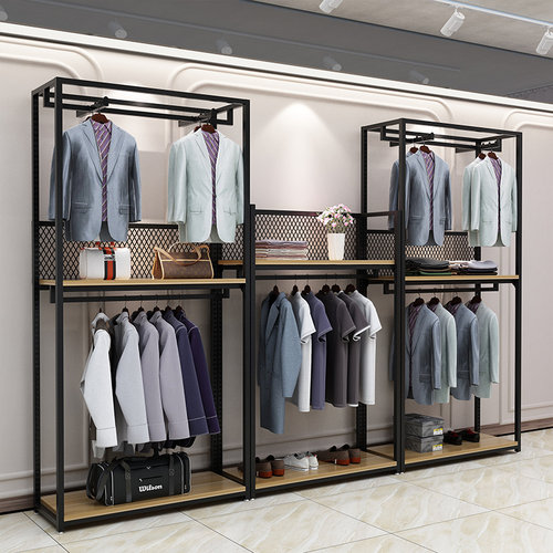 落地式服装展示架双层可调挂衣架服装店陈列架