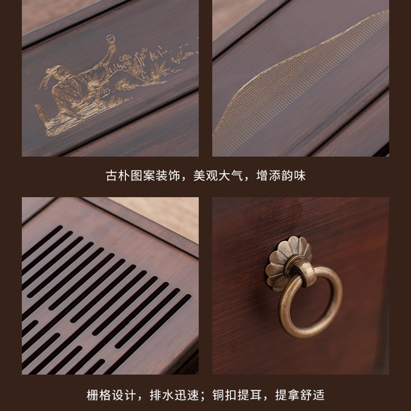 日式功夫茶具套装家用茶台多功能收纳盒干泡茶盘储物大号储水托盘