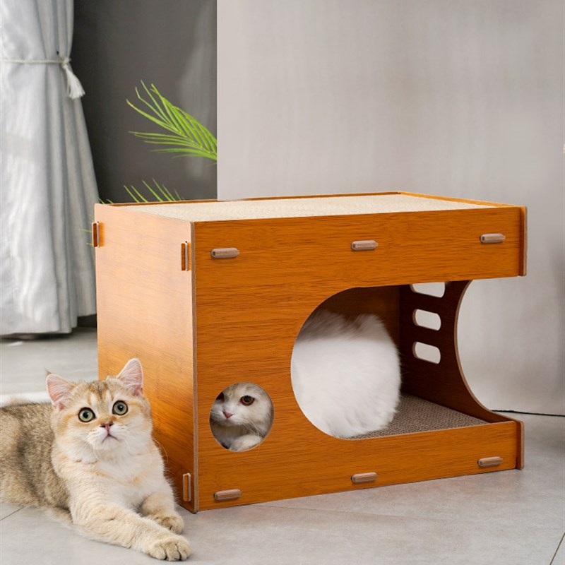 猫窝猫抓板一体双二层特大号耐抓四季用不掉屑纸箱瓦楞纸木房子屋图片