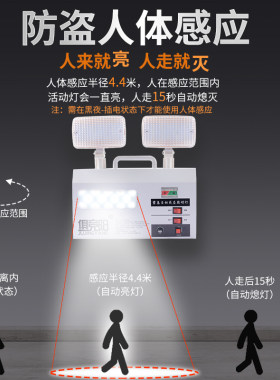 应急灯人体感应超长续航停电家用防盗楼道疏散双头壁挂消防照明灯