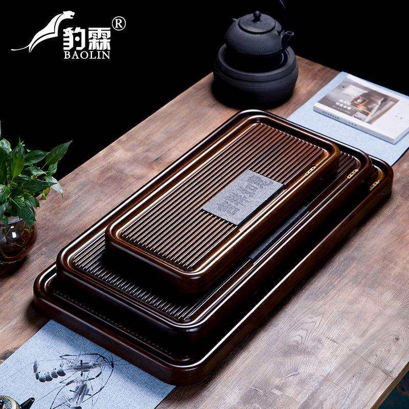 竹制排水式重竹茶盘大号家用简约长方形茶具整块托盘小号茶台竹子