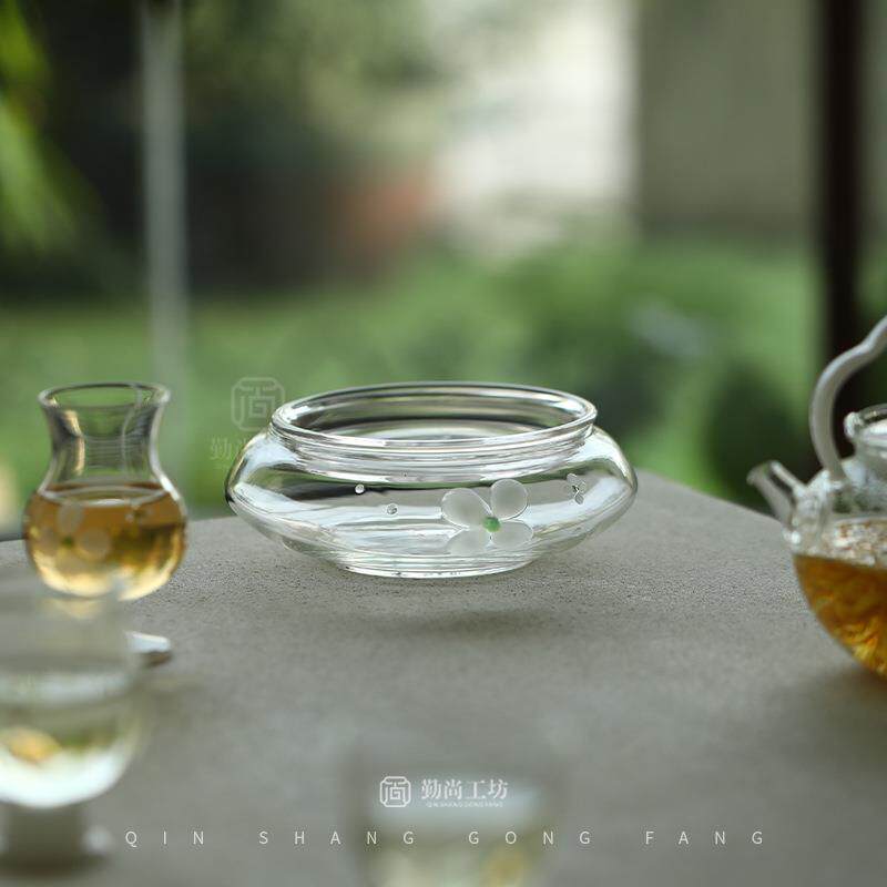 花屿高硼硅玻璃蓄水壶承干泡台日式茶具小清新茶壶托盘蓄水茶盘