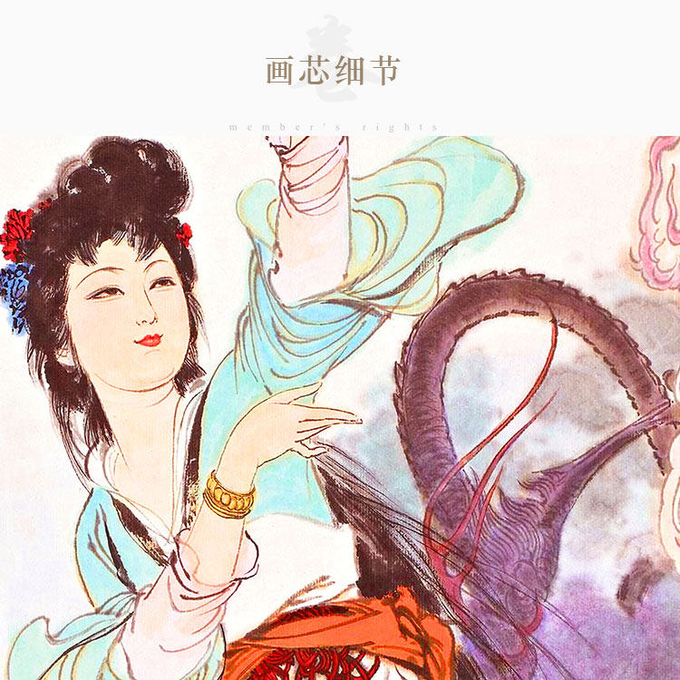 女娲娘娘神像画像 神仙画 女娲补天挂画 丝绸画卷轴画装饰画包邮
