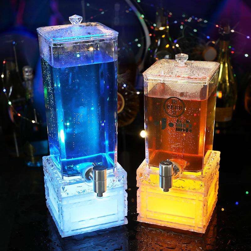 酒炮3升网红啤酒桶酒吧创意可乐果汁桶2L网红扎啤桶LED发光酒炮