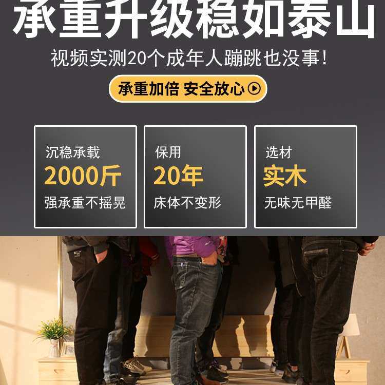 实木床1.8米现代简约双人床1.5米出租房经济型1.2米简易单人床1米