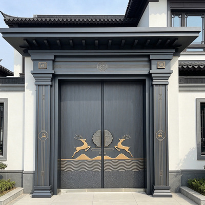 厂家中式别墅大门精雕铸铝门入户门大门农村自建房庭院家用防盗门