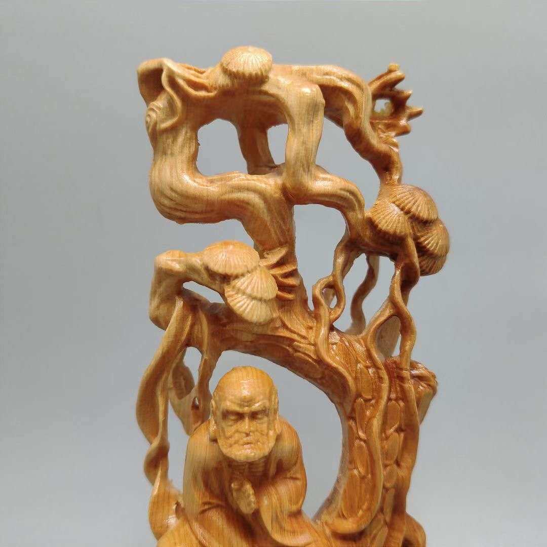 崖柏达摩摆件根雕随形客厅木雕工艺品 文玩木质达摩