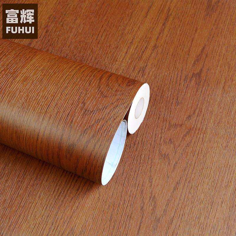 木纹贴纸防水壁纸自粘墙纸家具柜子桌面翻新贴纸中式棕色木纹50米