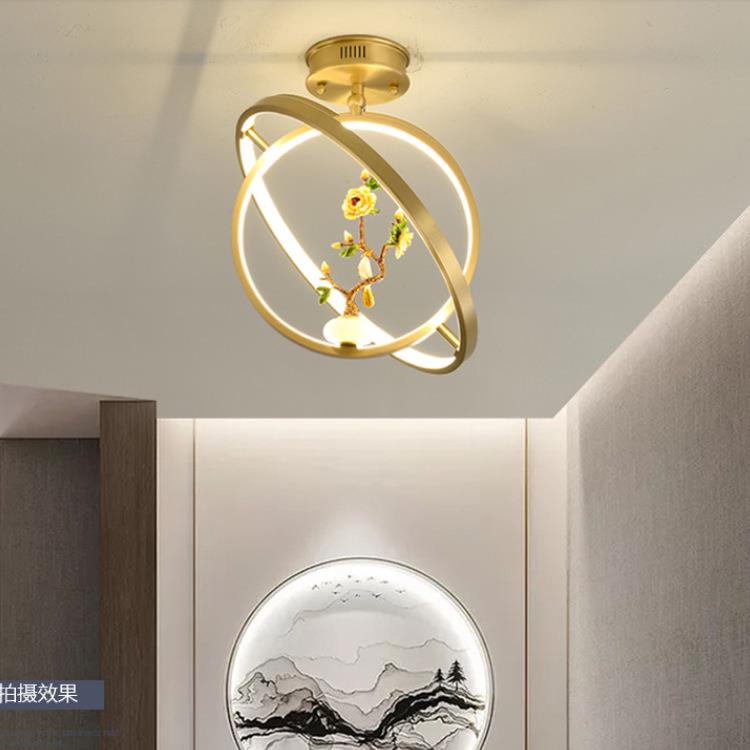 全铜中式禅中国风玄关过道灯古中式门厅吧台意茶室餐新厅吸顶典灯