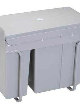 富崎橱柜抽拉式分类垃圾桶10L+20L厨房隐形塑料桶双桶 阻尼缓冲
