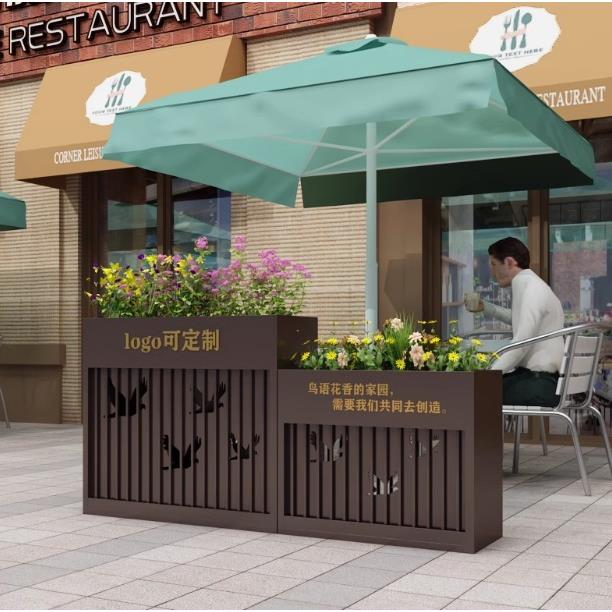 户外花箱组合长方形铁艺围栏花圃围挡室外不锈钢花盆庭院种植花槽